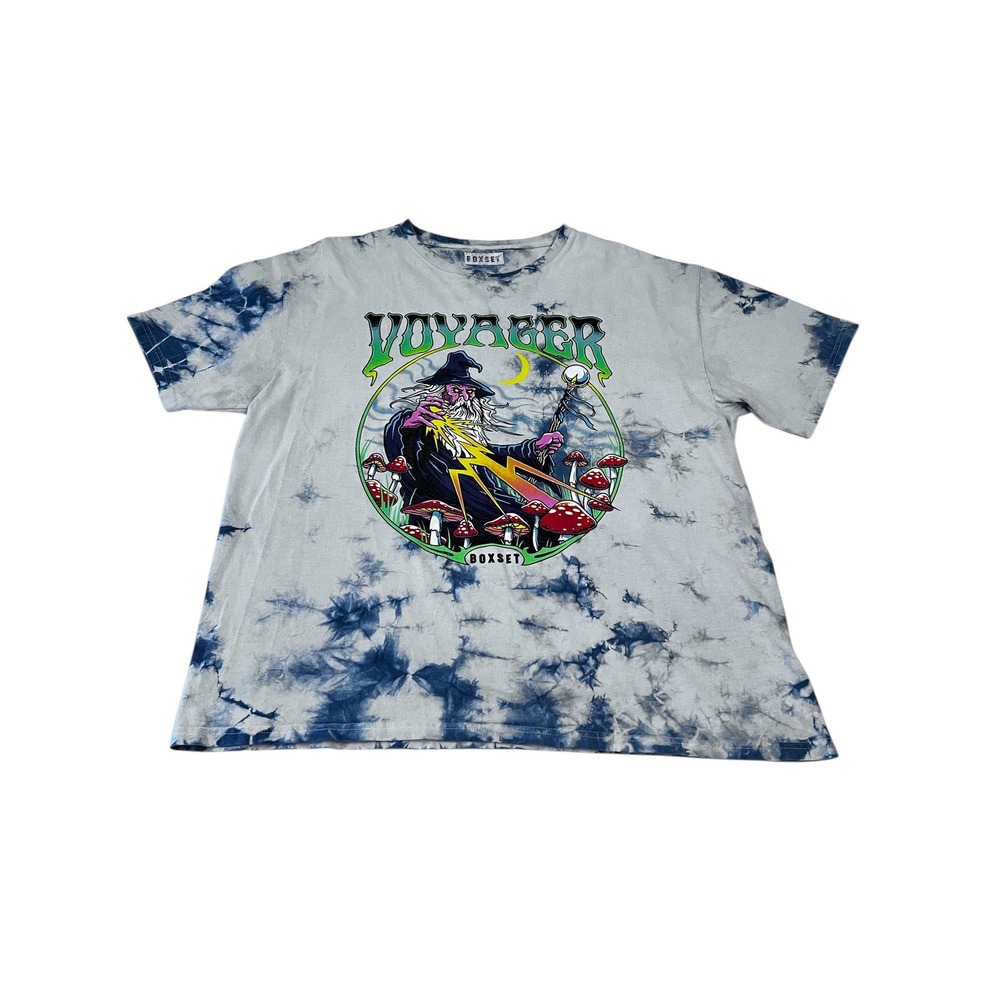 Boxset‎ Voyager Wizard Mushroom Tee Trippy Fantasy Graphic Blue Tie Dye XL